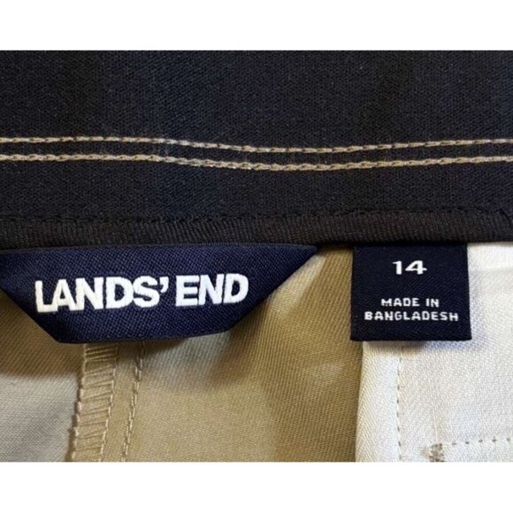 Lands End Womens Khaki Straight-Leg Pants Size 14 Cotton Blend Work Wear Career - Picture 3 of 9